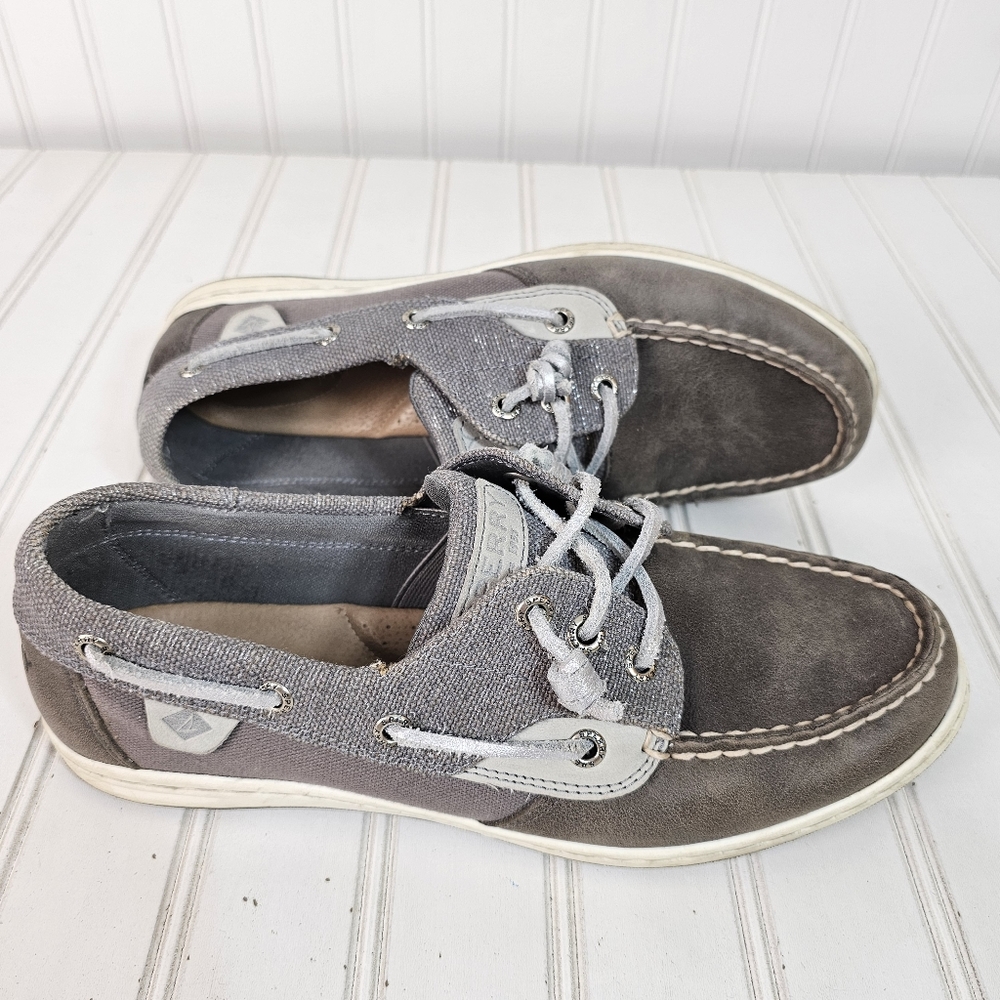 Sperry Top Sider Boat Shoes Women's 9 M Gray Metallic